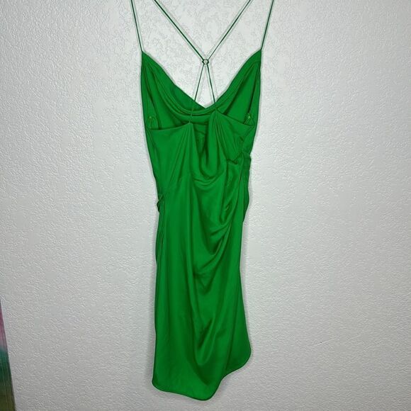 GAUGE81 Shiori Draped Silk Mini Dress Apple Green Medium - Picture 7 of 15